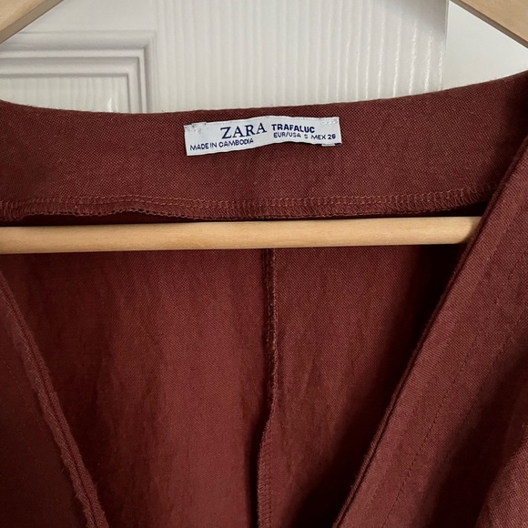 Zara Crop Wrap Top in Rust Red (Size S) - Picture 3 of 4